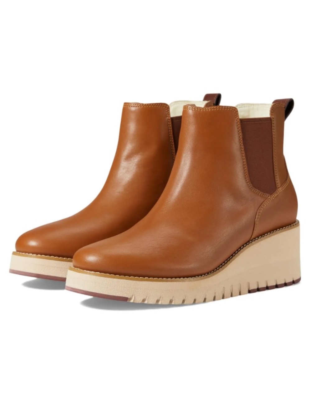 Cole Haan Zerogrand‎ City Wedge Waterproof Ankle Chelsea Boots Booties 9B Tan